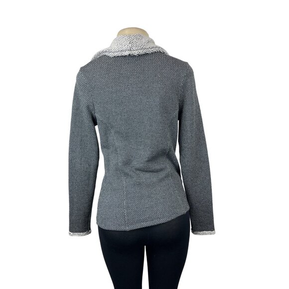 Lilla P Women's Grey Long Sleeve Knitted  Overlap Zip Jacket  Sz XS - Picture 3 of 7